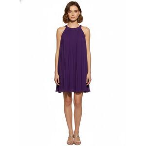 New York & Co Pleated Halter Mini A-line Mini Dress
